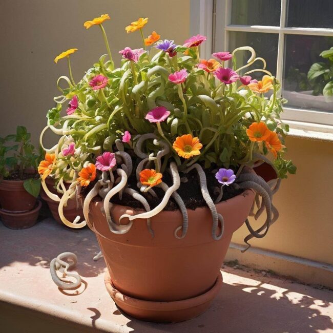 Skutki glist dla kwiatów doniczkowych